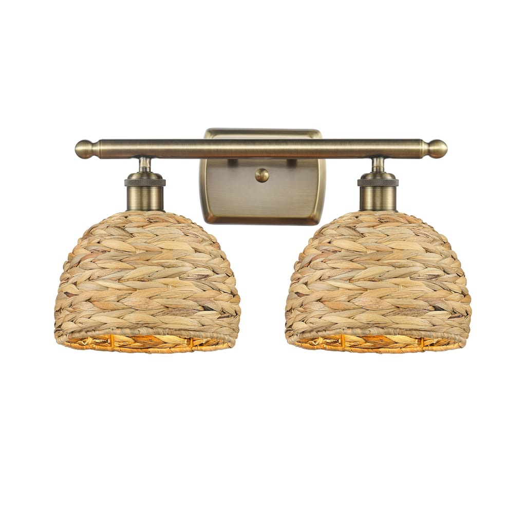 Innovations Lighting 516-2W-12-18 Woven Rattan Vanity Woven Rattan 2