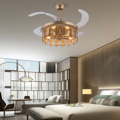 Golden Reversible Ceiling Fan with Lights and Remote Control - 42in