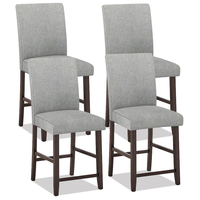 Gymax Set of 4 Bar Stools 24'' Counter Height Pub Kitchen Chairs w/ - Counter Height - Grey - Set of 4