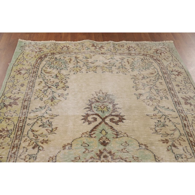 Distressed Anatolian Turkish Vintage Area Rug Handmade Wool Carpet - 5'1"x 8'6"