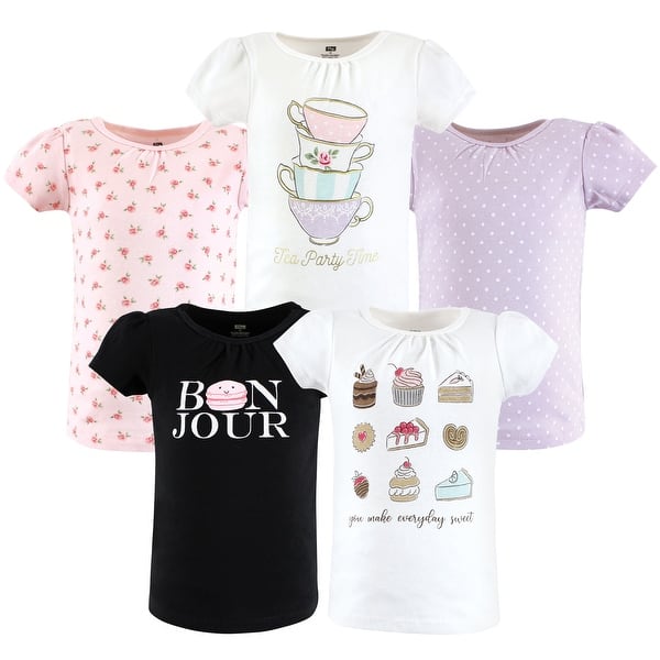 slide 1 of 1, Hudson Baby Toddler Girl Short Sleeve T-Shirts, Bakery Tea Party Bakery Tea Party - 2T