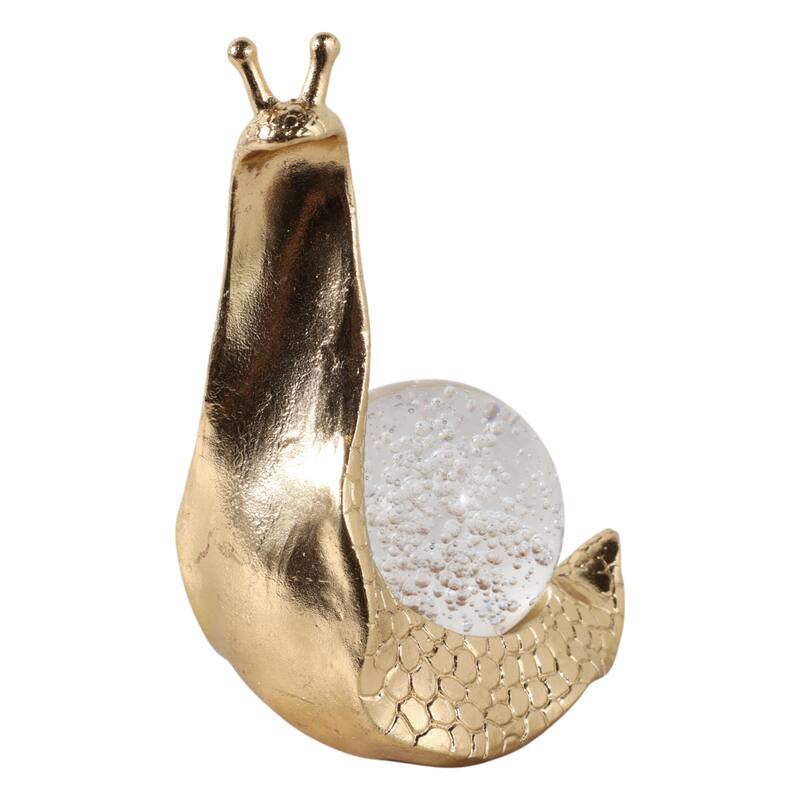 Resin Snail Figurine Textured Body with Orb Shell Decor - Gold - 7.5"