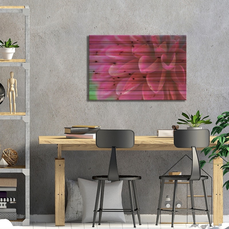Pink Chrysanthemum Print On Wood by PhotoINC Studio - Multi-Color