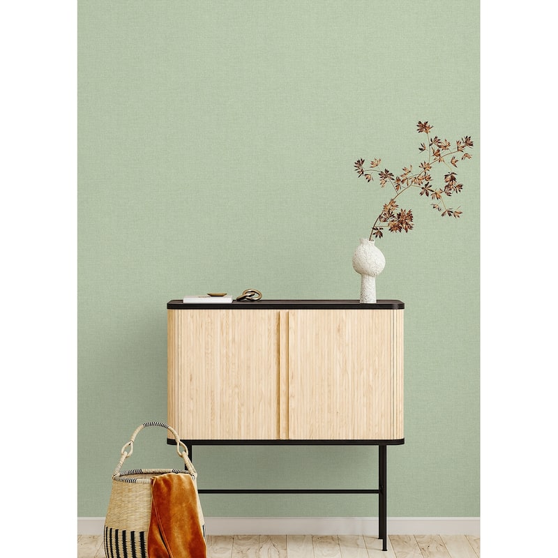 Brewster Glen Sage Linen Wallpaper