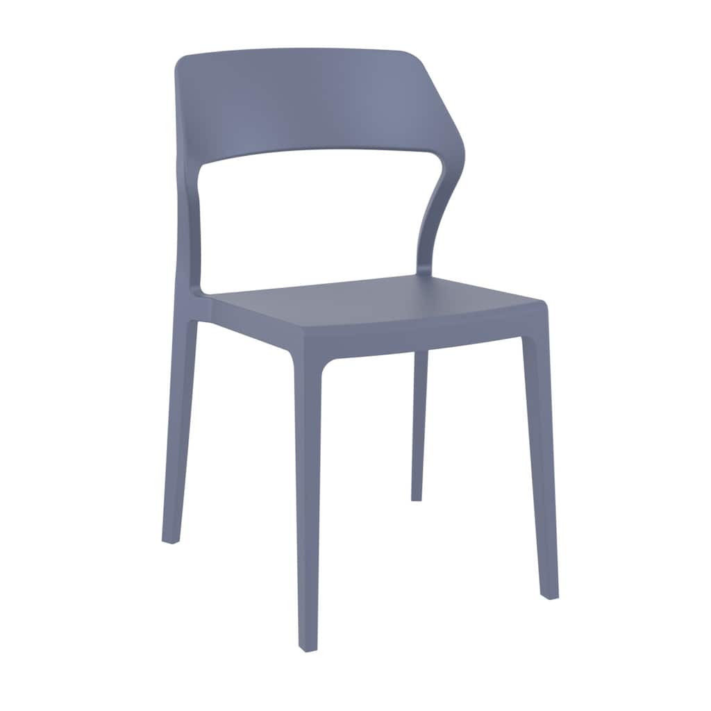 32.75" Gray Solid Patio Dining Chair
