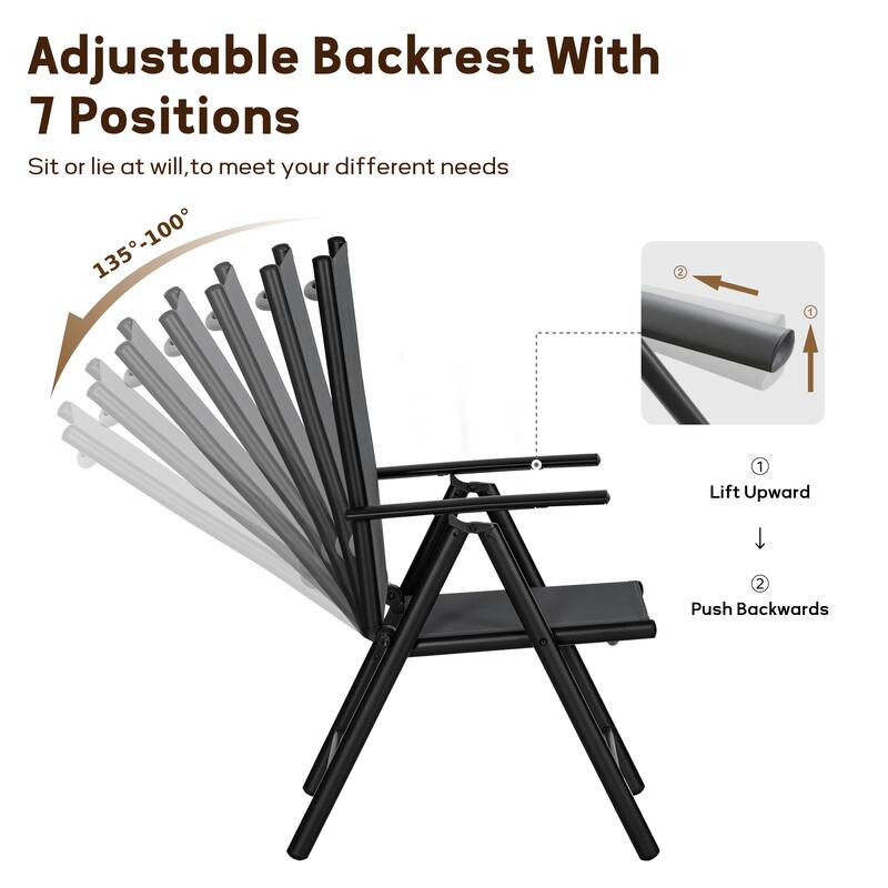 7-Piece Patio Dining Set Rectangle Metal Dining Table with 2.6" Umbrella Hole and 6 Foldable Aluminum Lightweight Chairs
