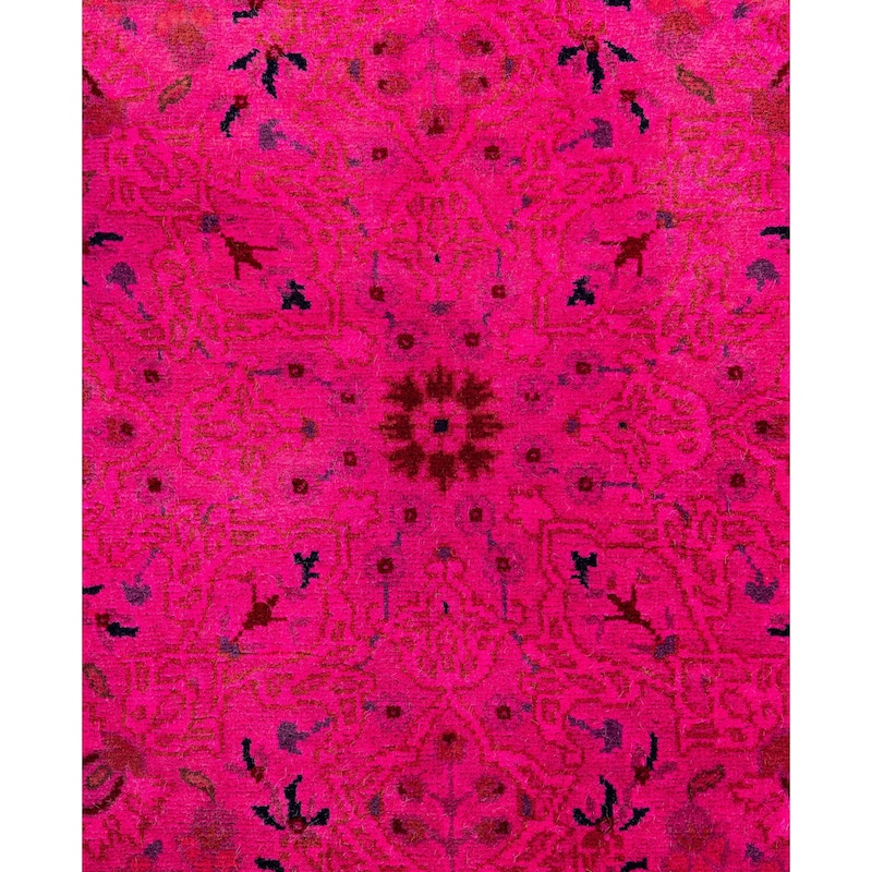 Overdyed One-of-a-Kind Hand-Knotted Round Area Rug - Pink - 3' 1" x 3' 1"