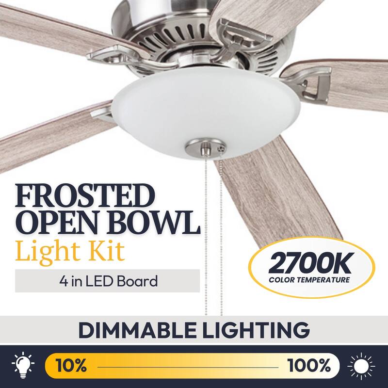 52" Prominence Home Montlake Indoor Ceiling Fan, Brushed Nickel - 52