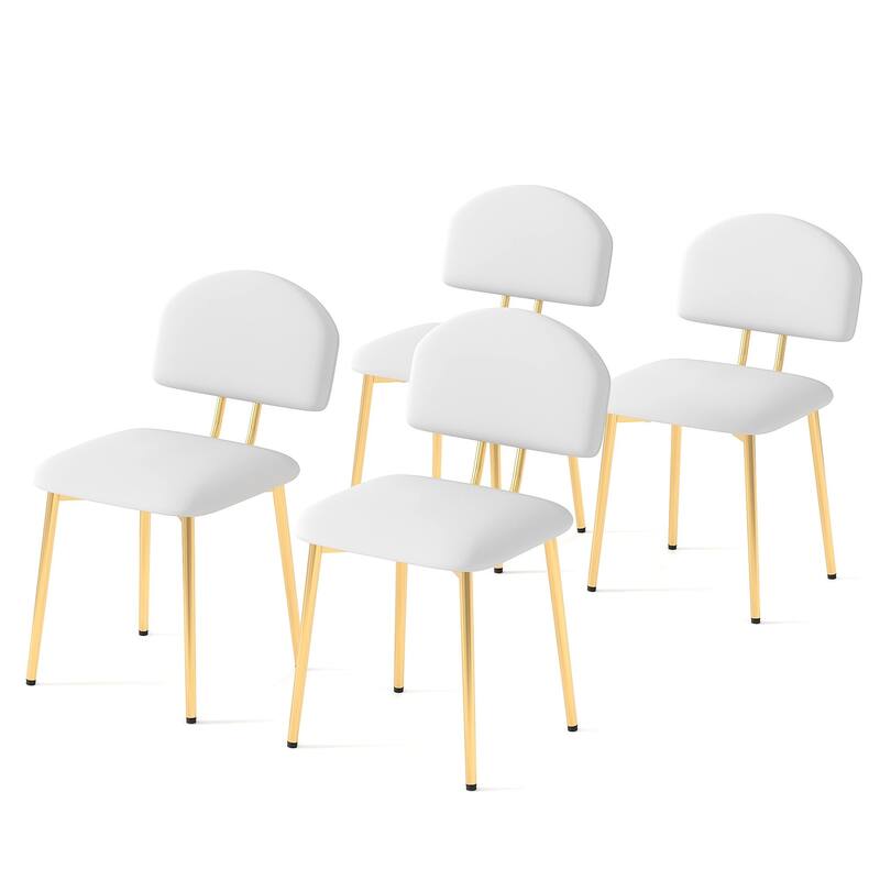 Javlergo Modern PU Leather Dining Chairs Set of 2 or 4 Upholstered Side Chairs Oval Back Compact Kitchen Chairs for Dining Room - Set of 4 - White