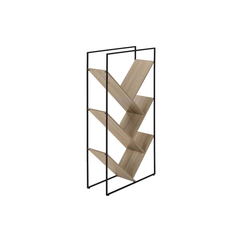 Modern Contemporary 3 Tier Bookshelf, 60"h Bookcase Black Metal Frame Etagere, for Living room Office Bedroom - Taupe