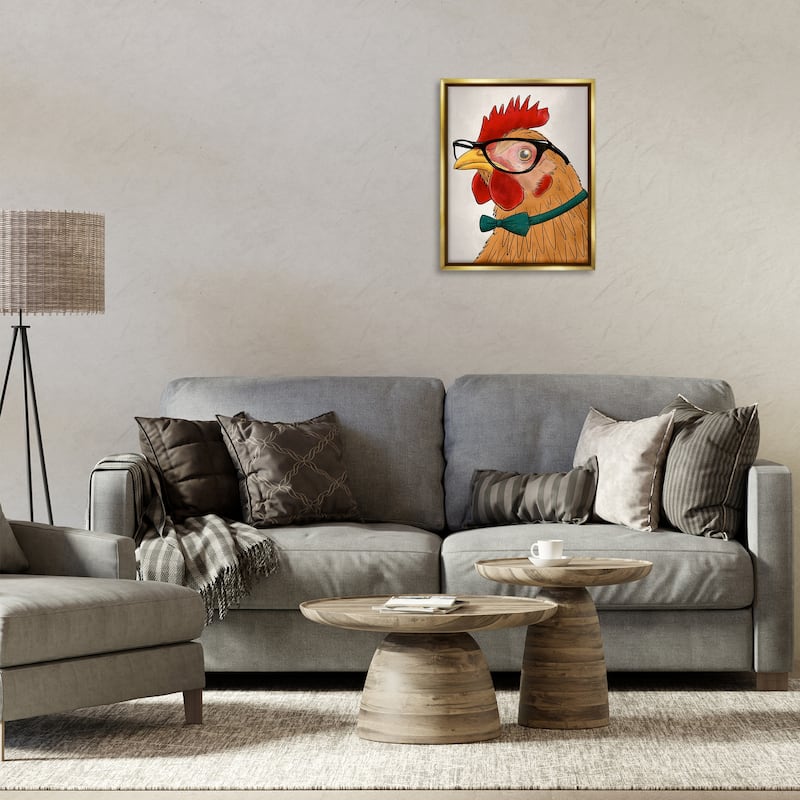 Stupell Funny Hipster Rooster Framed Floater Canvas Wall Art Design By Marcus Prime