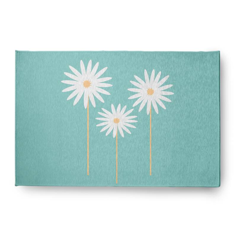 Floral Print Spring Chenille Rug - Light Blue - 4' x 6'