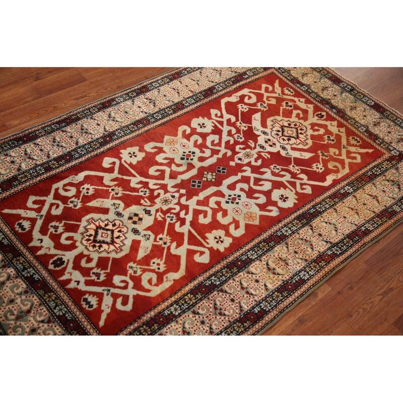 Vegetable Dye Antique Shirvan Oriental Accent Rug Handmade Wool Carpet - 3'2" x 5'5"