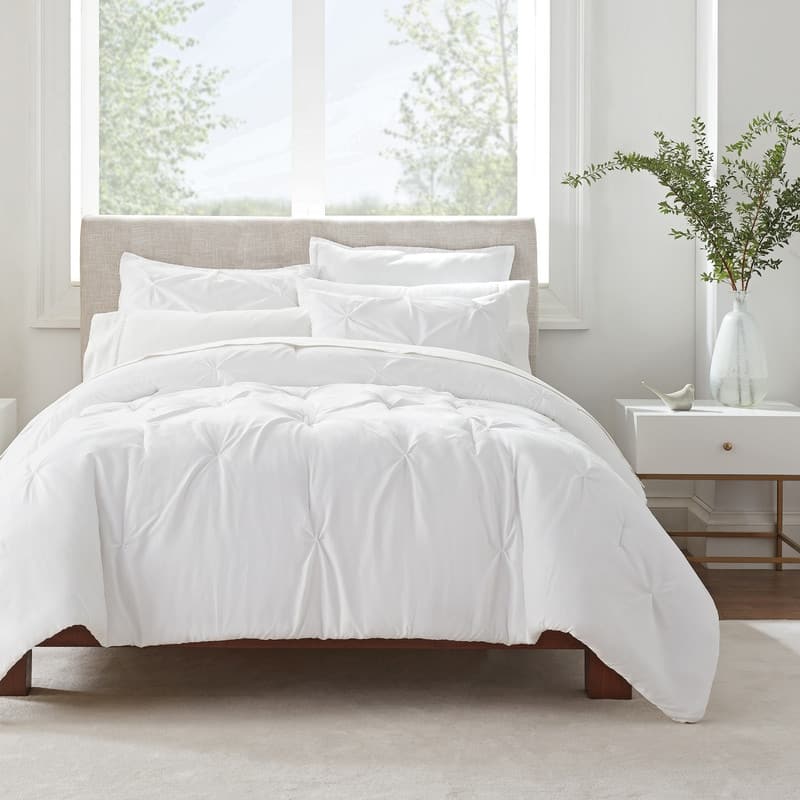 Serta Simply Clean Antimicrobial Pleated 3 Piece Comforter Set - King - White