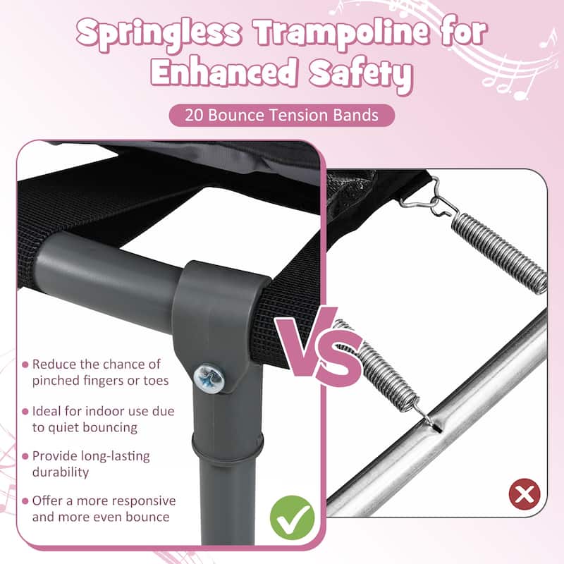 Gymax 36'' Foldable Kid Trampoline w/ 20 LED Lights Foam Handlebar