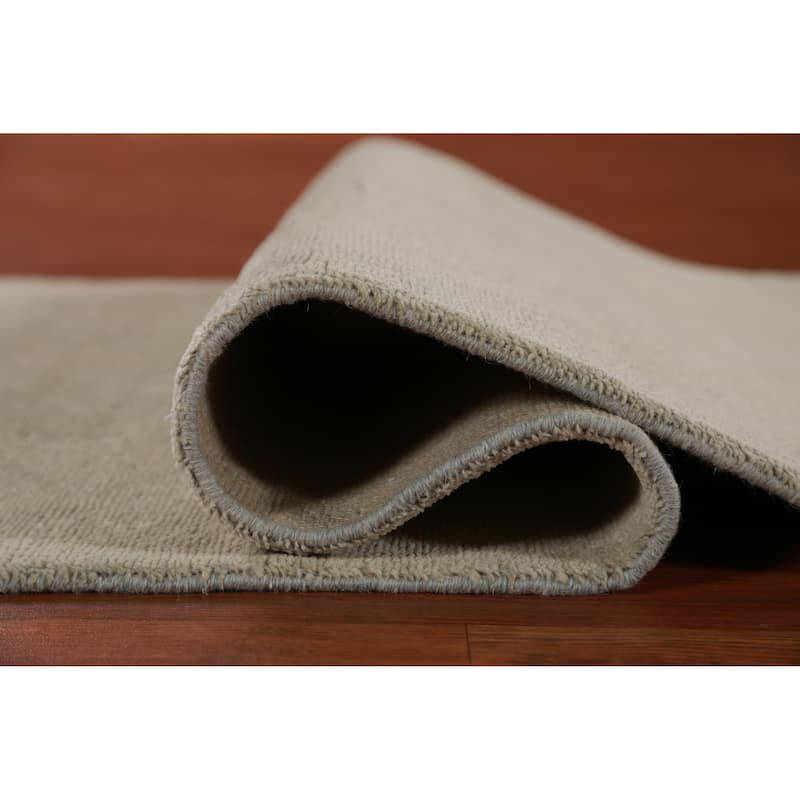Hand Knotted Oriental 100% Wool Carpet Modern Solid Green Gabbeh Runner Rug - 10' 0'' X 3' 1''