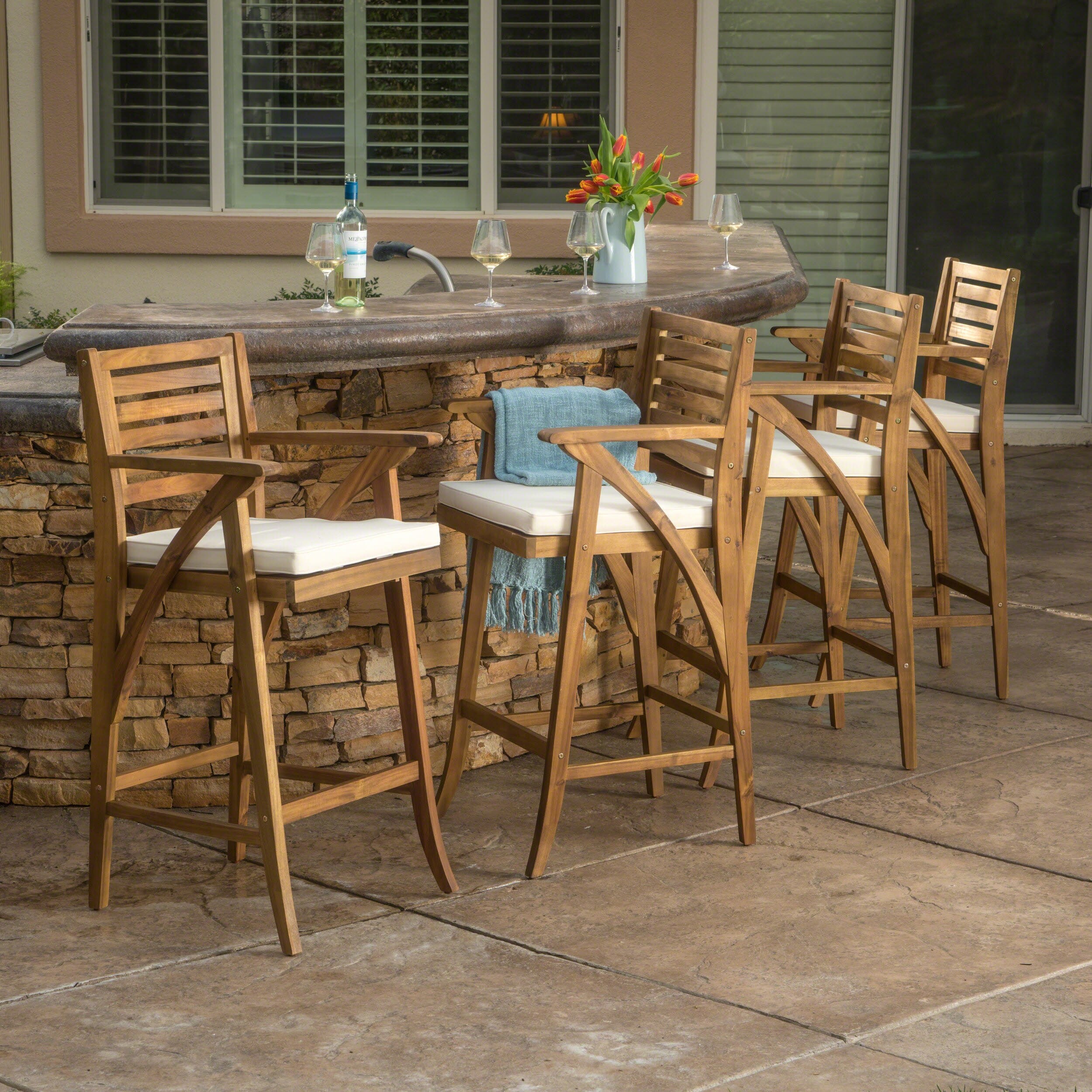 Wood bar stools set of 4 store