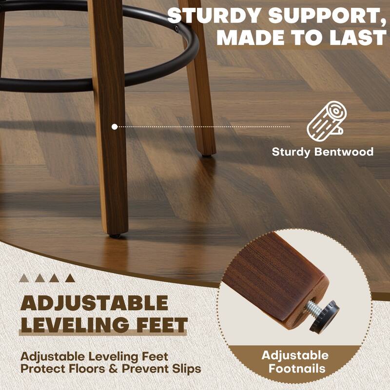 Mid-Century Upholstered Swivel Bar Stool/ Counter Stools with Curved Back - 37.5"H x 20.9"W x 19.9"D