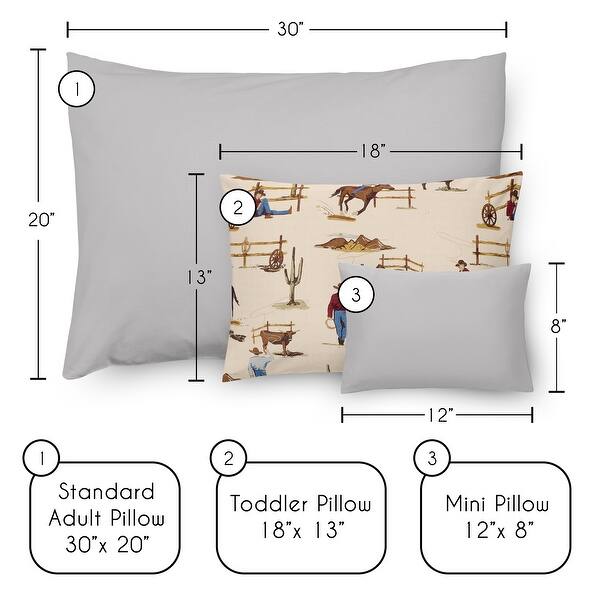 Sweet Jojo Designs Tan Brown Western Cowboy Boy Toddler Pillow with Pillowcase 13x18 in Wild West South Country Horse Cow Animal