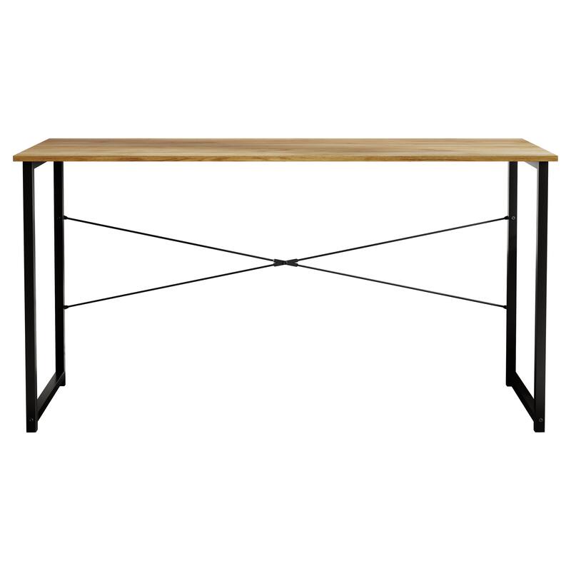 CraftPorch Modern 55-Inch Metal Computer Desk - Light Oak