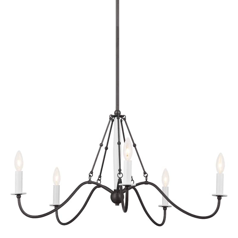 Kichler Lighting Freesia 31 inch 5Light Chandelier Anvil Iron with White Accents Bed Bath
