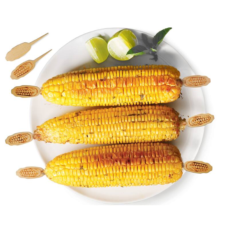 Disposable Bamboo Corn/Appetizer Picks Holders Skewers (Set of 50) - Disposable, 50-Count