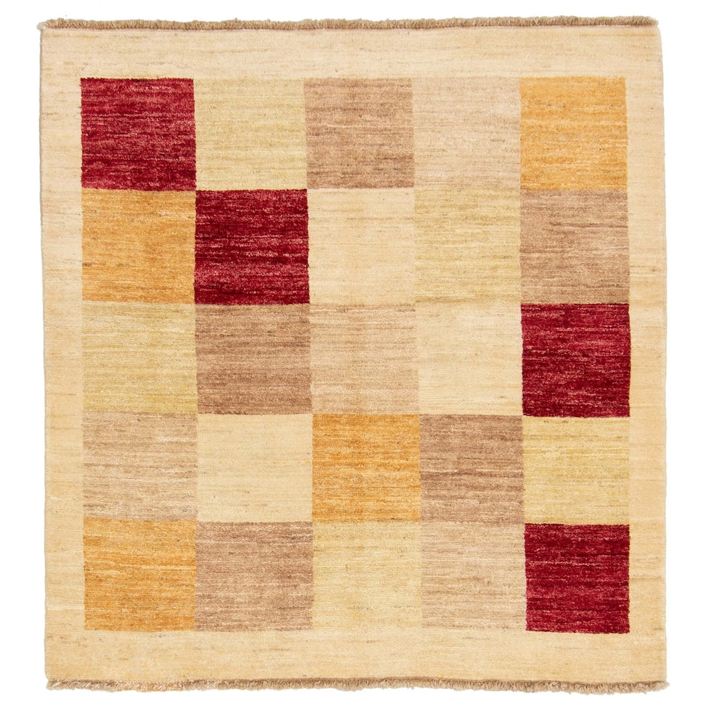 ECARPETGALLERY Hand-knotted Finest Peshawar Ziegler Ivory Wool Rug - 4'0 x 4'2