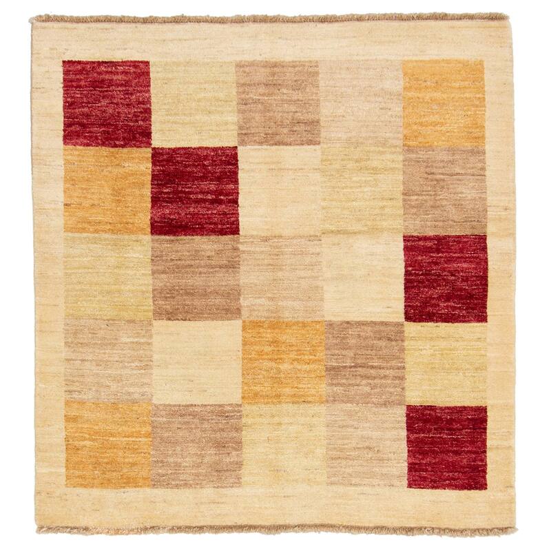 ECARPETGALLERY Hand-knotted Finest Peshawar Ziegler Ivory Wool Rug - 4'0 x 4'2