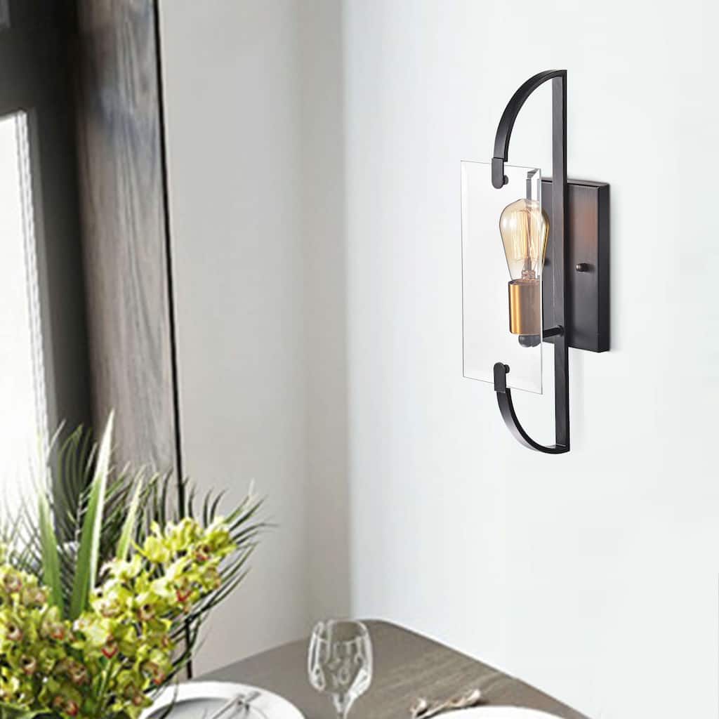 Anastasia Antique Black and Metallic Gold Glass Wall Sconce