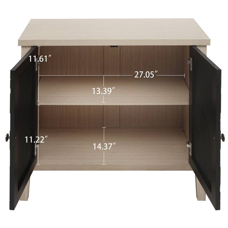 2-Door Carved Storage Cabinet with Adjustable shelf, Accent Furniture for Living Room, Hallway