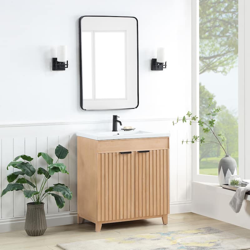 Palos Single Bath Vanity with Ceramic Basin Top without Mirror