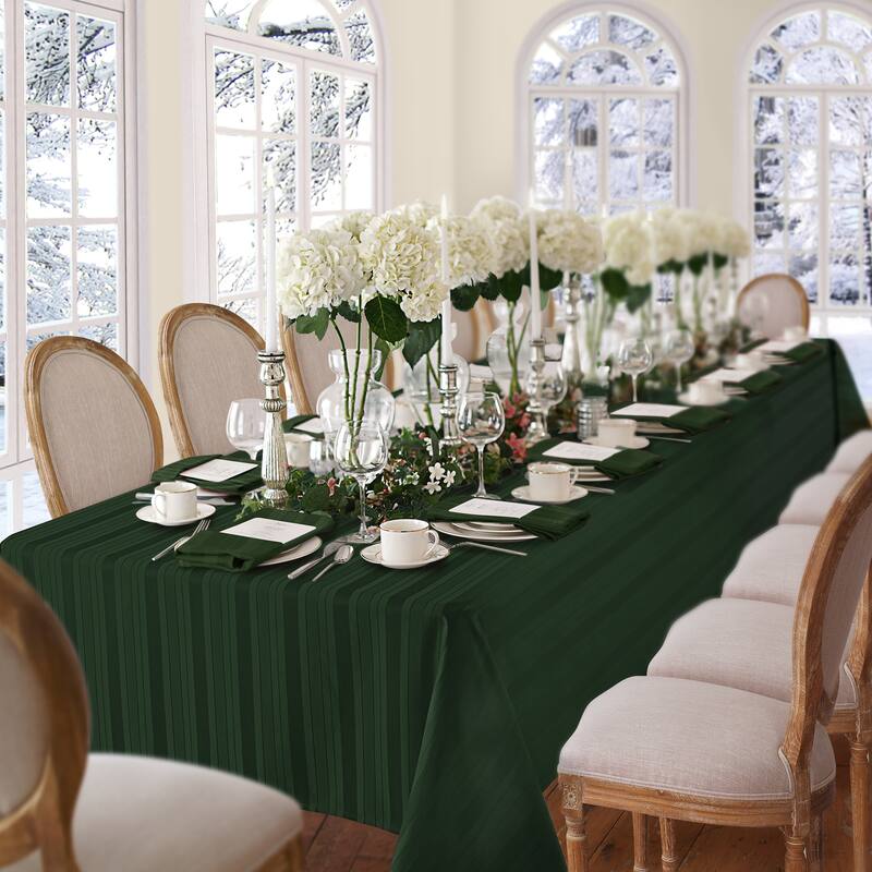 Denley Stripe Jacquard Fabric Tablecloth - 52"x70" - Hunter