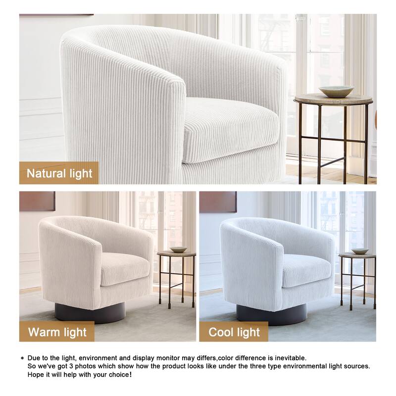 Modern Upholstered Barrel Chair Swivel Accent Chair for Living Room