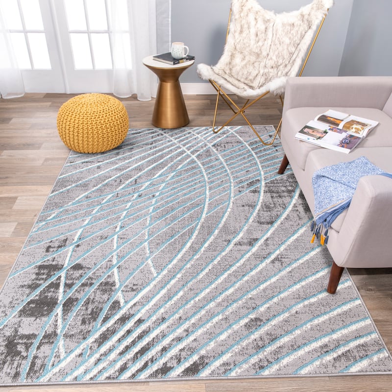 World Rug Gallery Modern Geometric Stripes Area Rug