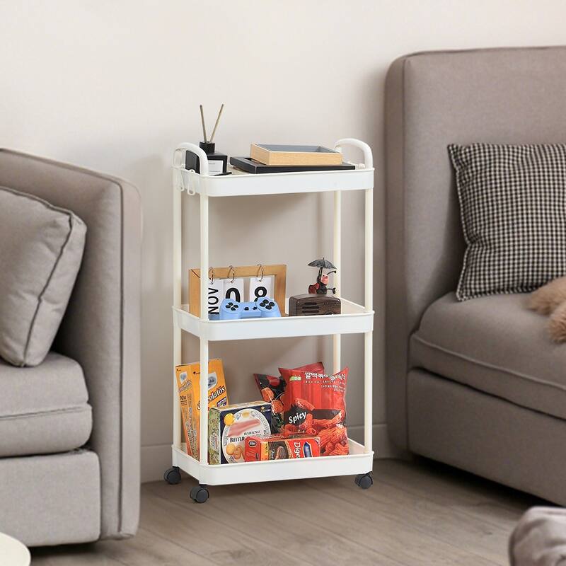Storage Cart, Shelf Organizer Mobile Shelving, Multifunction Movable Storage Organizer