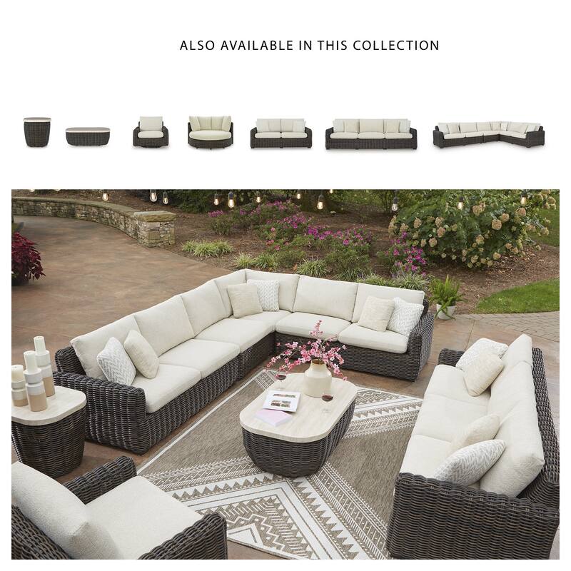 Signature Design by Ashley Kimora Beige/Dark Brown Outdoor End Table - 22.5" W x 22.5" D x 23" H