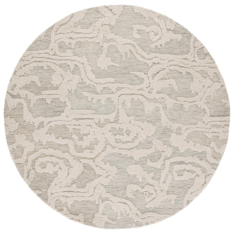 SAFAVIEH Handmade Harvest Insken Wool Rug - Grey/Ivory - 6' Round