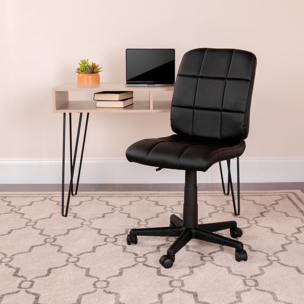 Mid-Back Quilted Vinyl Swivel Task Office Chair