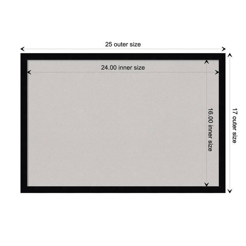 Svelte Wood Framed Grey Corkboard Bulletin Board - Svelte Noir Black - Board Size 24x16