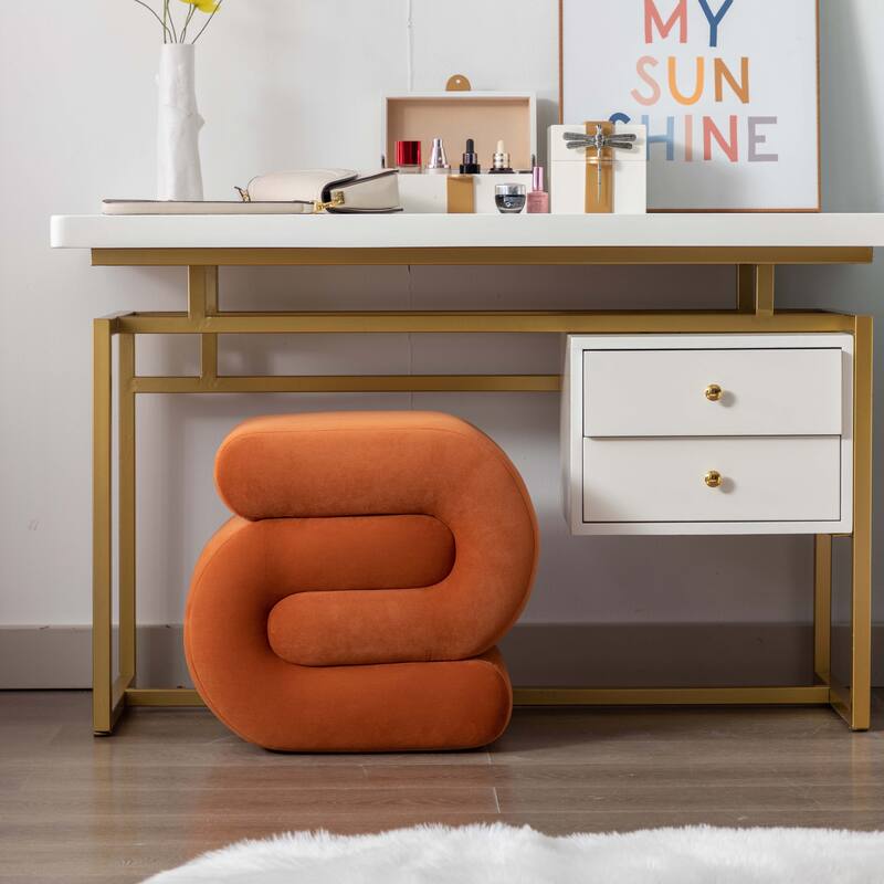 S-shape Ottoman Makeup Stool Footstool （Teddy/Velvet）