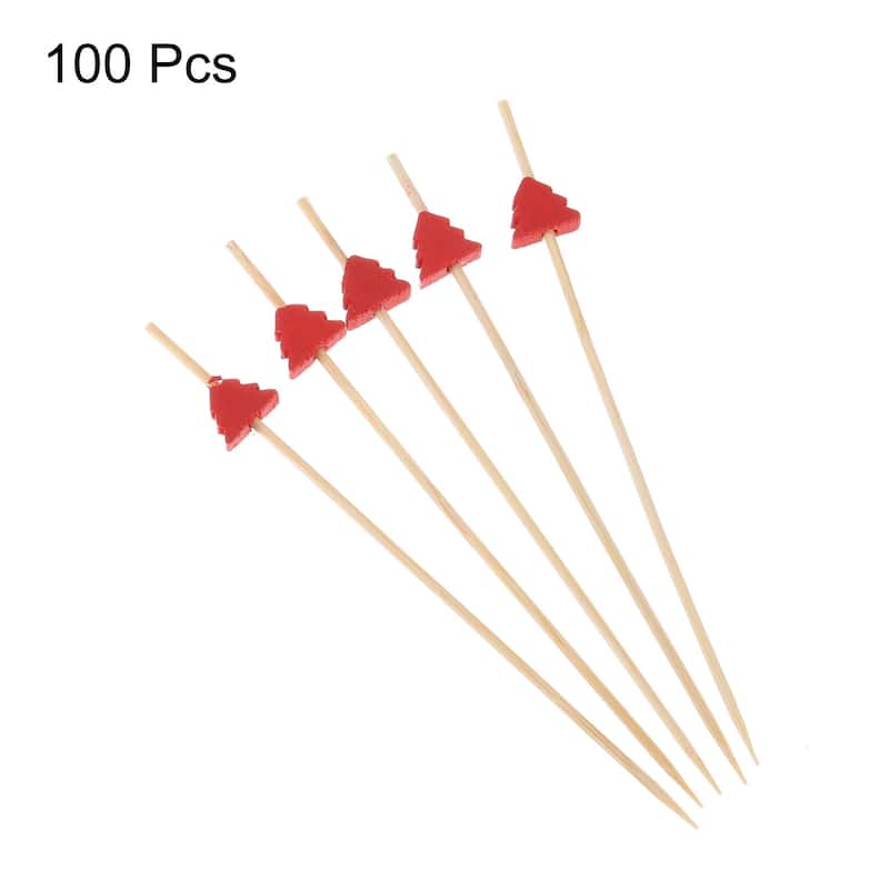 Bamboo Cocktail Toothpicks Christmas Tree Drink Picks Skewer 100Pcs - 4.72"
