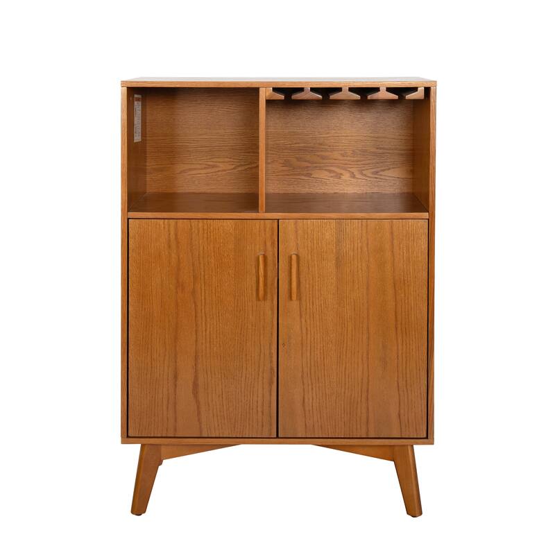 Farmhouse Wine Buffet Cabinet with Glass Holder, Wine Rack, Adjustable Shelf, and Hidden Storage