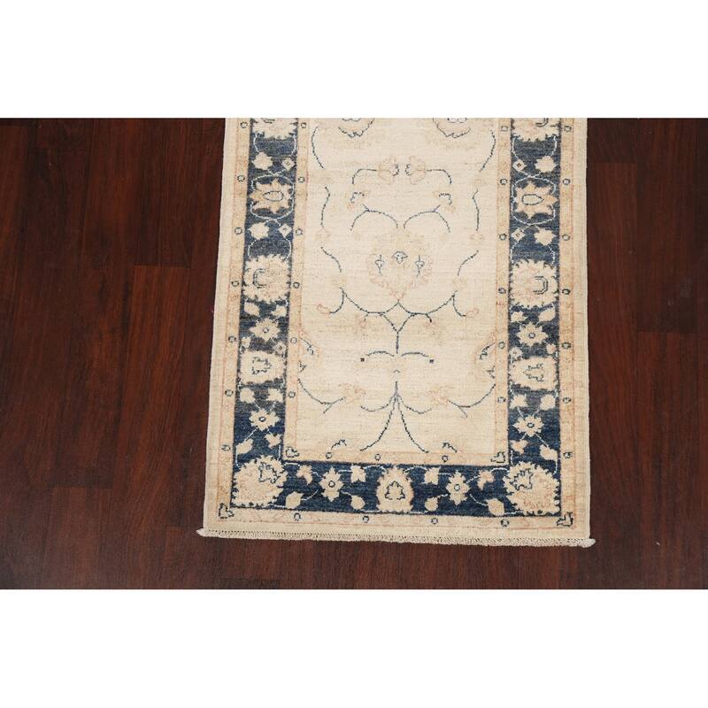 Vegetable Dye Peshawar Chobi Oriental Runner Rug Wool Hand-knotted - 2'8" x 11'6"