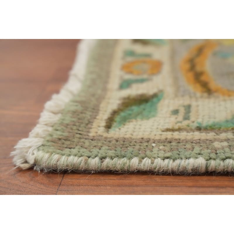 Hand Knotted Oriental 100% Wool Carpet Traditional Floral Yellow & Gold Tabriz Area Rug - 9' 4'' X 6' 8''