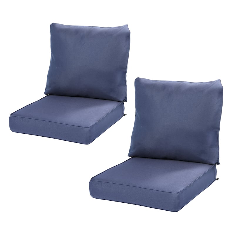 Aoodor Outdoor Seat/Back Cushion Set of 2 - 23"W x 25"D - Navy Blue