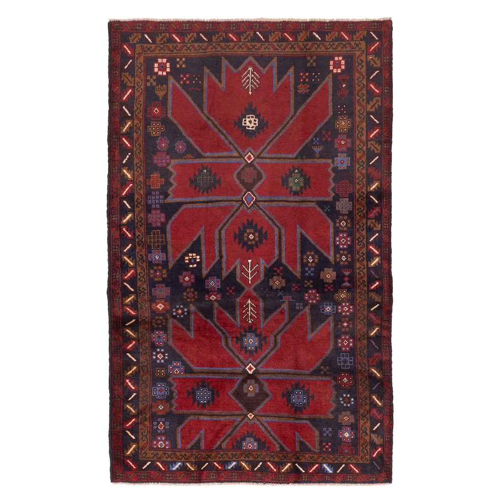 ECARPETGALLERY Hand-knotted Teimani Dark Navy Wool Rug - 3'7 x 6'3