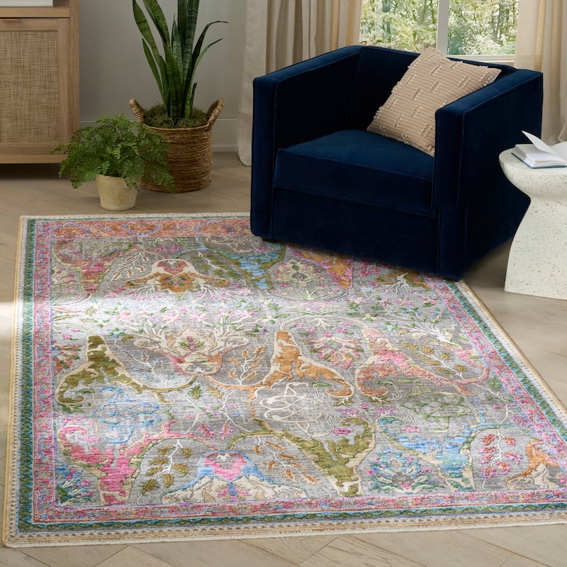 Nourison Quaint Harmony Indoor only Pink Floral Area Rug - Pink/Multicolor - 5'3" x 7'6"