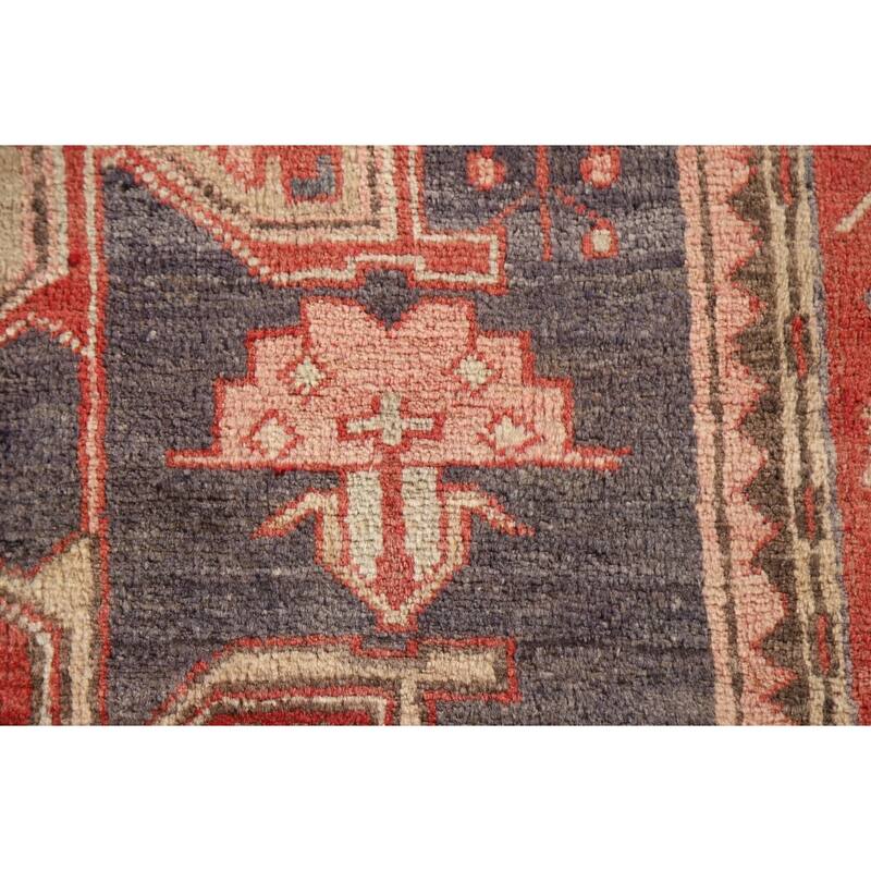 Geometric Ardebil Persian Vintage Runner Rug Hand-knotted Wool Carpet - 3'2"x 10'6"