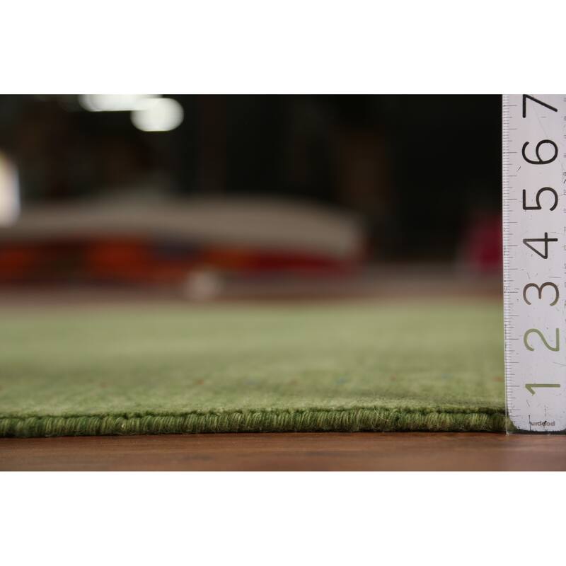 Hand Knotted Oriental 100% Wool Carpet Tribal Animal Pictorial Green Gabbeh Area Rug - 7' 7'' X 5' 4''