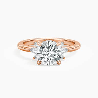 Auriya 14kt Rose Gold Lab Grown Round Diamond Engagement Ring with Half Sunburst Marquise Accents (F-G, VS)